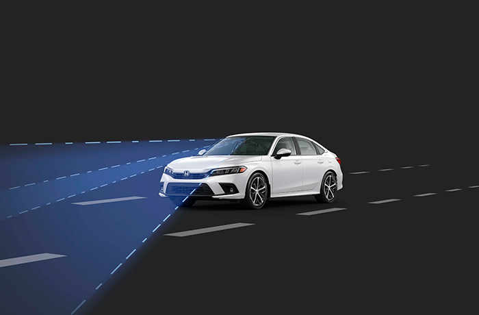 Top down view of a Honda vehicle staying in its lane.